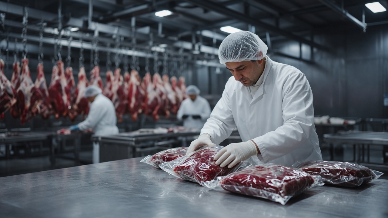 Professional meat handling in a commercial processing facility